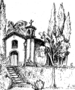 Capela da Fazenda num desenho dum visitante alem&atilde;o